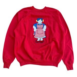 Vintage Hanes Activewear Red Raglan Sweatshirt Womens XX Large Patch Work‎